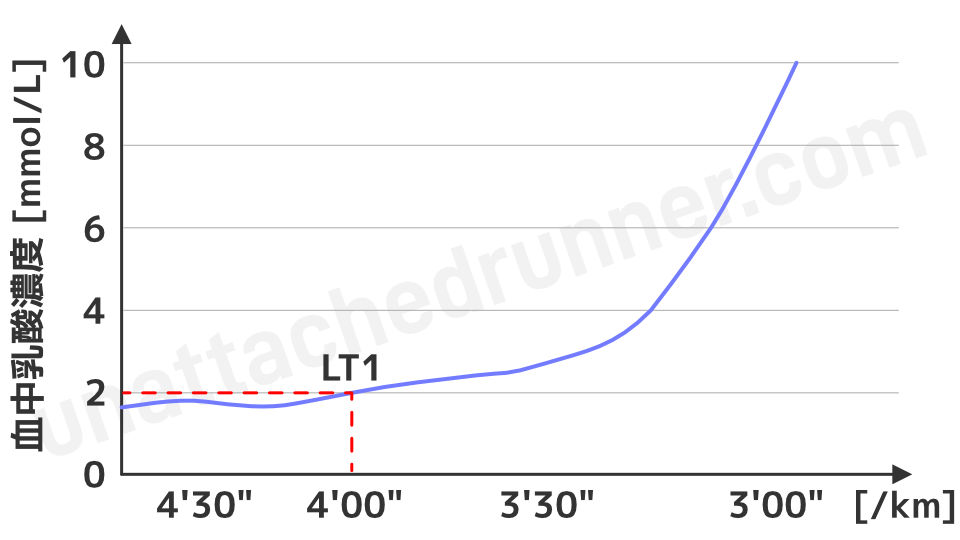 血中乳酸濃度の推移（LT1）