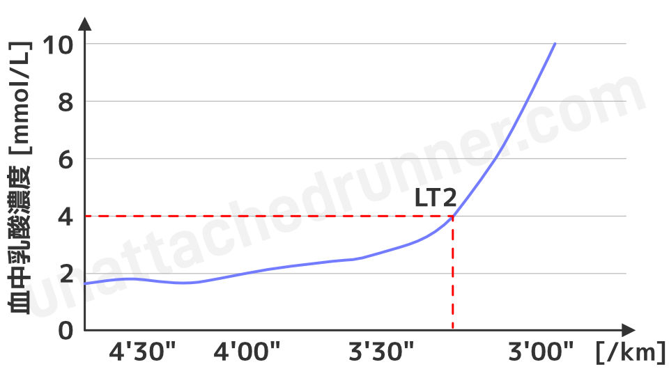 血中乳酸濃度の推移（LT2）